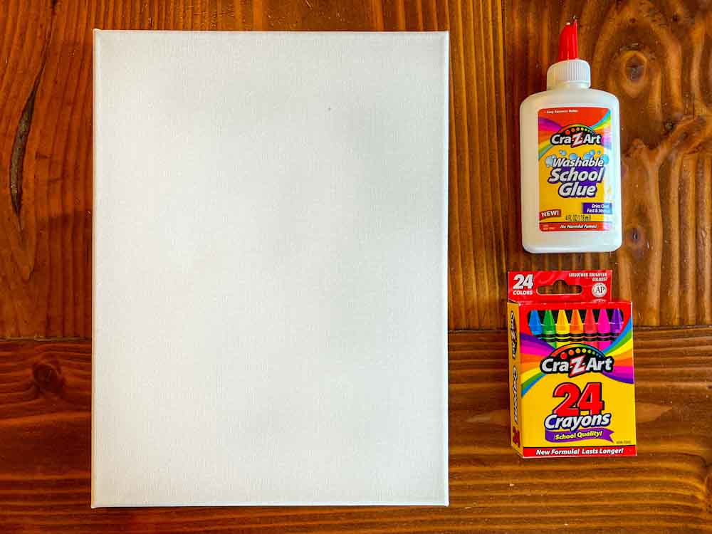 9x12-inch canvas, 24 Cra-Z-Art Crayons, White Car-Z-Art glue