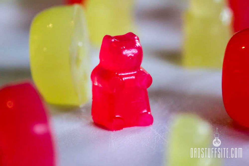 Photo of a red homemade gummy bear using kool-aid
